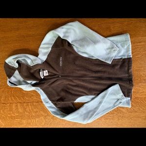 Brown and blue Columbia fuzzy jacket